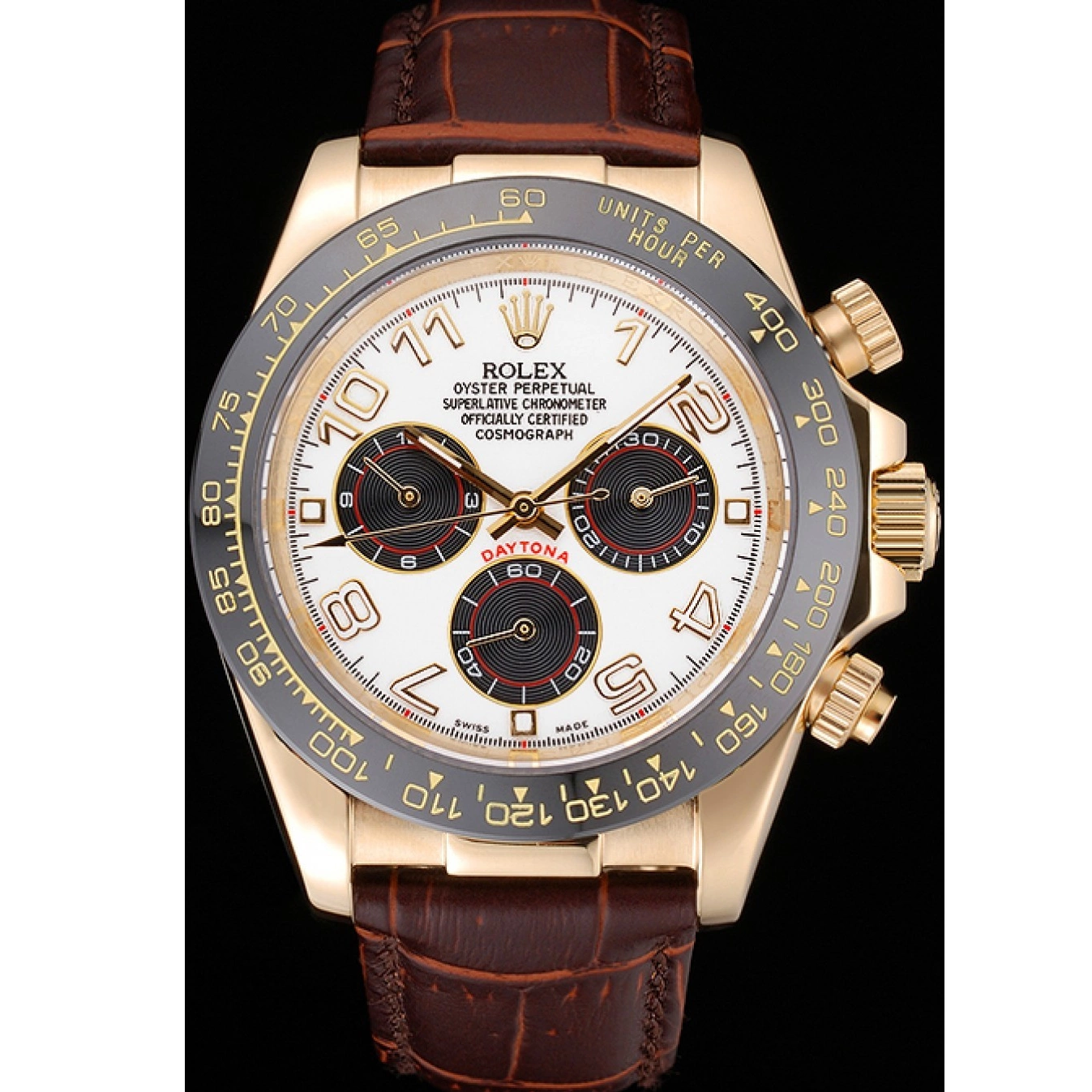 Aaa replica watch Subdials Leather 622634 Bracelet Case Rolex Gold Black Cosmograph Brown Daytona 0731